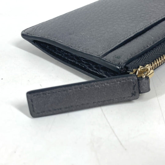 BVLGARI Coin case leather Silver S.bvlgari logo mens(Unisex) Used Authentic