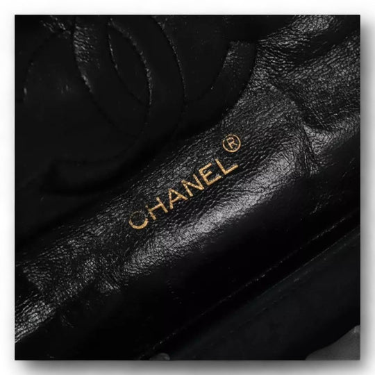 Chanel Matelasse Chain Shoulder Bag Lambskin Black Gold CC