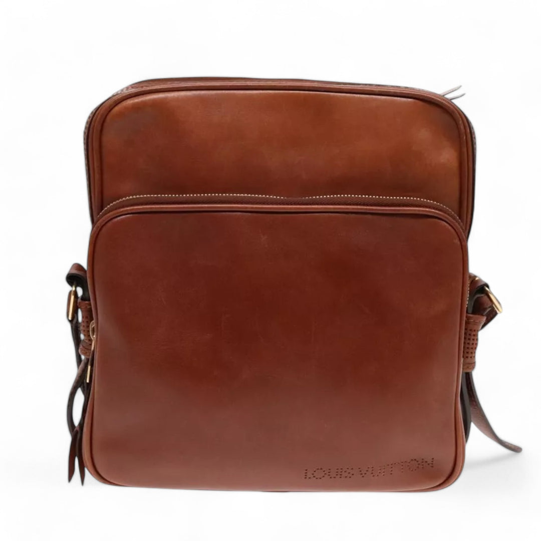 Louis Vuitton Cuir Bequia Trotteur GM Men's Leather Shoulder Bag Brown