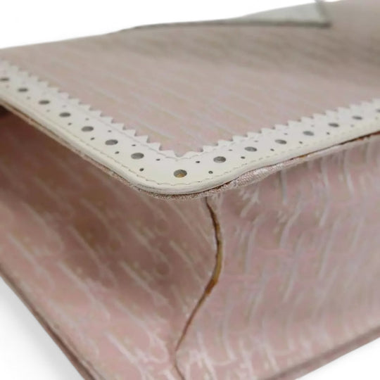 Christian Dior Trotter Canvas Shoulder Bag Pink White Women's Handbag Made in Italy