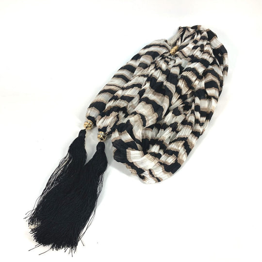 LOUIS VUITTON Stall silk Brown tassel shawl fringe Women Used Authentic