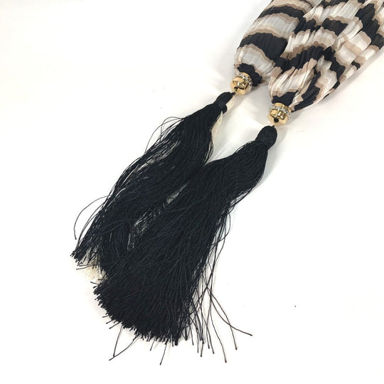 LOUIS VUITTON Stall silk Brown tassel shawl fringe Women Used Authentic