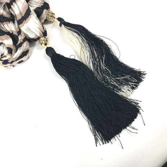 LOUIS VUITTON Stall silk Brown tassel shawl fringe Women Used Authentic