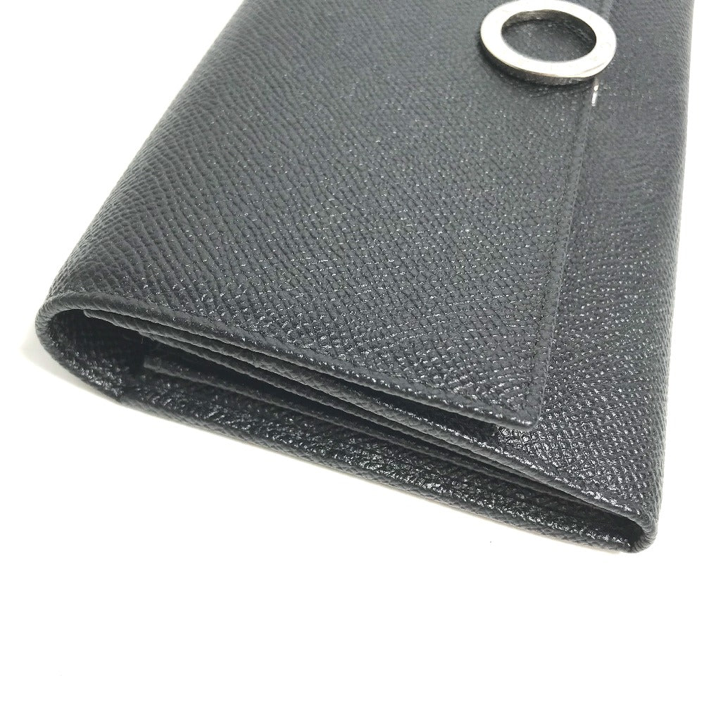 BVLGARI Long Wallet Purse leather black Long wallet Logo clip