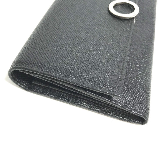 BVLGARI Long Wallet Purse leather black Long wallet Logo clip