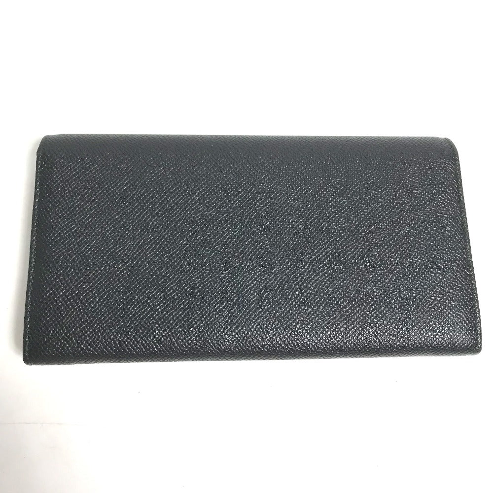 BVLGARI Long Wallet Purse leather black Long wallet Logo clip