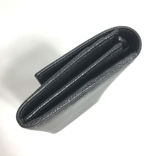BVLGARI Long Wallet Purse leather black Long wallet Logo clip