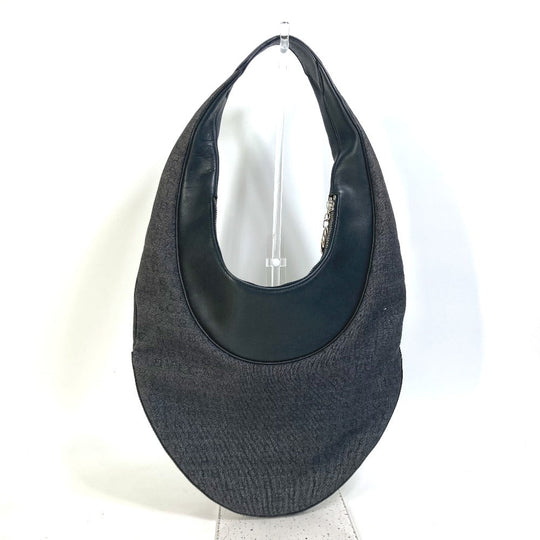 BVLGARI Shoulder Bag Model number unknown Canvas / leather black Shoulder denim Logomania Ascot Women Used Authentic