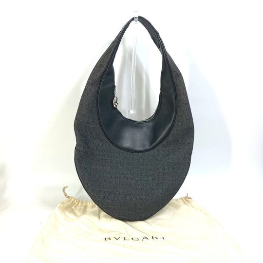 BVLGARI Shoulder Bag Model number unknown Canvas / leather black Shoulder denim Logomania Ascot Women Used Authentic