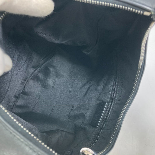 BVLGARI Shoulder Bag Model number unknown Canvas / leather black Shoulder denim Logomania Ascot Women Used Authentic