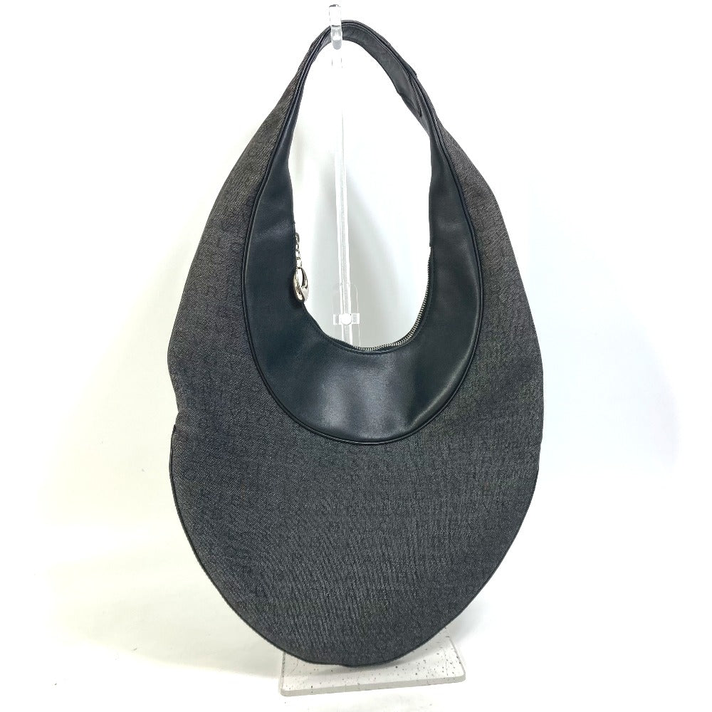 BVLGARI Shoulder Bag Model number unknown Canvas / leather black Shoulder denim Logomania Ascot Women Used Authentic