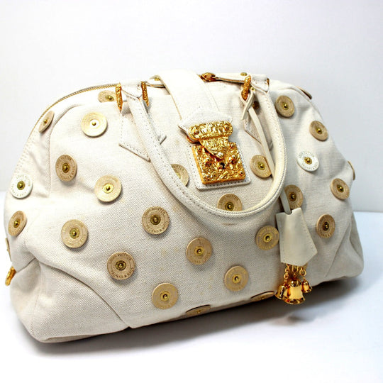LOUIS VUITTON Handbag M95409 canvas white Polkadots Panama Bowlie Shoulder Bag Women Used Authentic