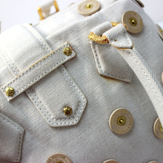 LOUIS VUITTON Handbag M95409 canvas white Polkadots Panama Bowlie Shoulder Bag Women Used Authentic