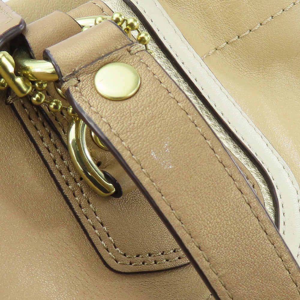 COACH Tote Bag 17096 leather beige Women Used Authentic