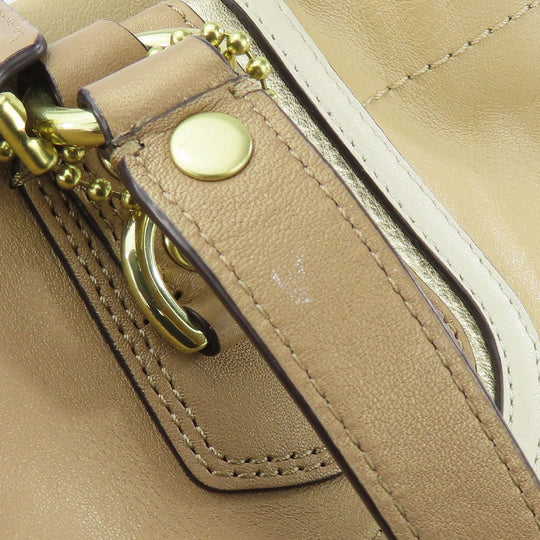 COACH Tote Bag 17096 leather beige Women Used Authentic