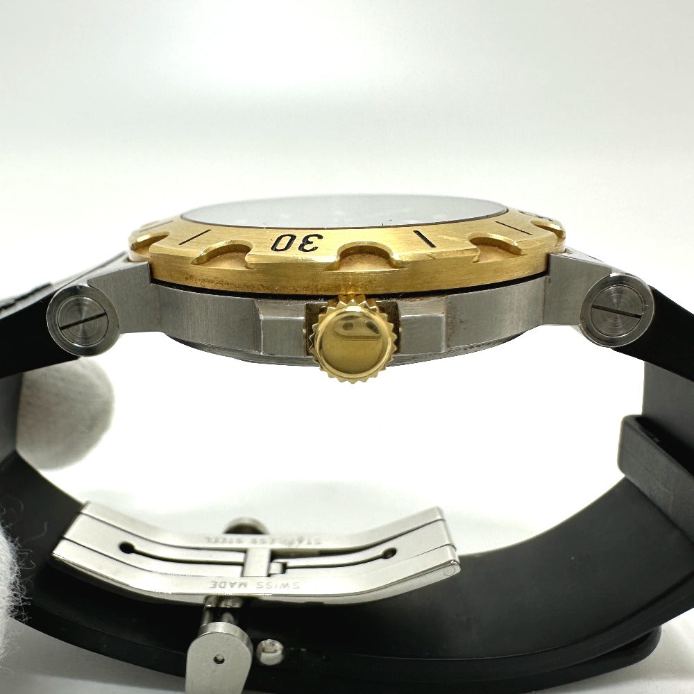 BVLGARI Watches Mechanical Automatic SD38SG Stainless Steel/18K, Rubber strap Silver Diagono Scuba black dial