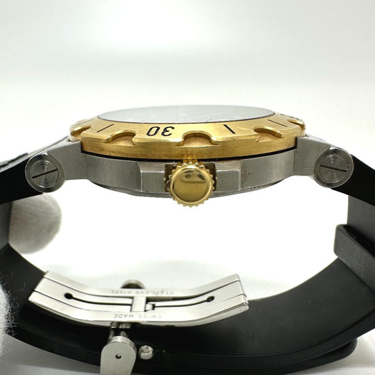 BVLGARI Watches Mechanical Automatic SD38SG Stainless Steel/18K, Rubber strap Silver Diagono Scuba black dial
