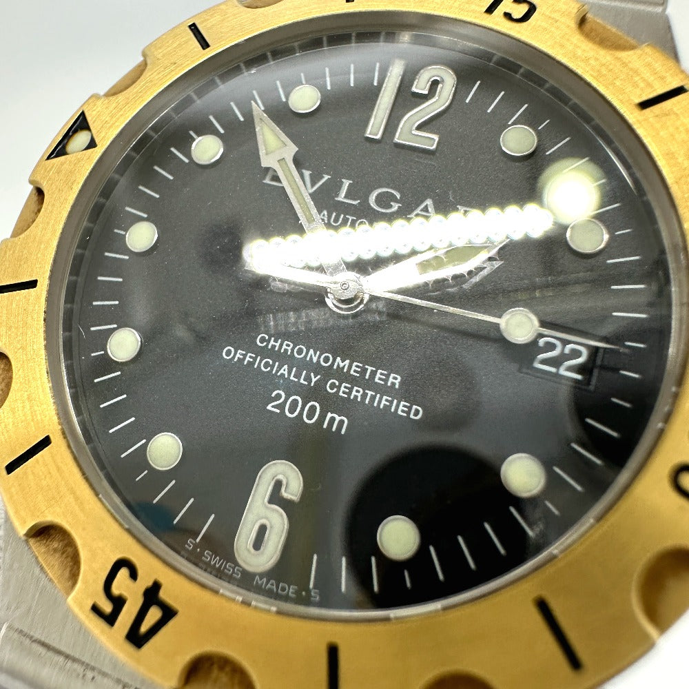 BVLGARI Watches Mechanical Automatic SD38SG Stainless Steel/18K, Rubber strap Silver Diagono Scuba black dial