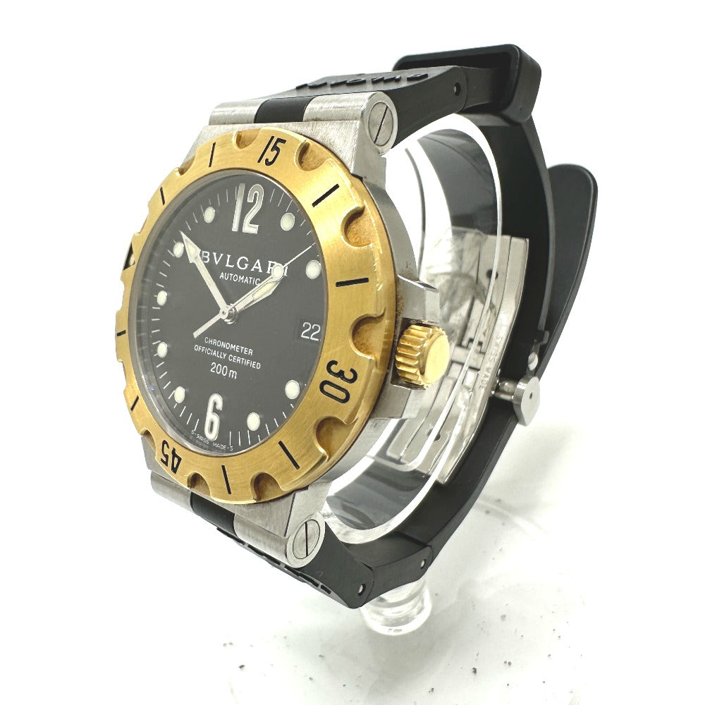 BVLGARI Watches Mechanical Automatic SD38SG Stainless Steel/18K, Rubber strap Silver Diagono Scuba black dial