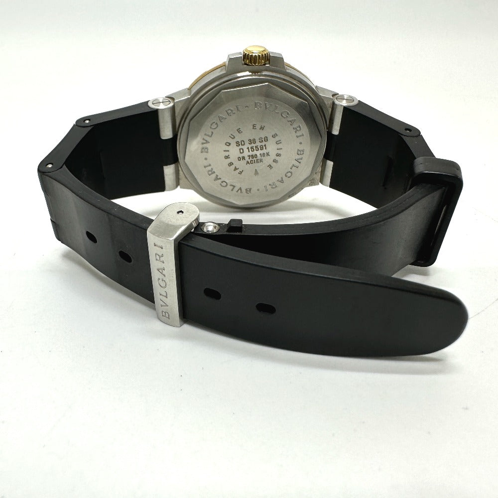 BVLGARI Watches Mechanical Automatic SD38SG Stainless Steel/18K, Rubber strap Silver Diagono Scuba black dial