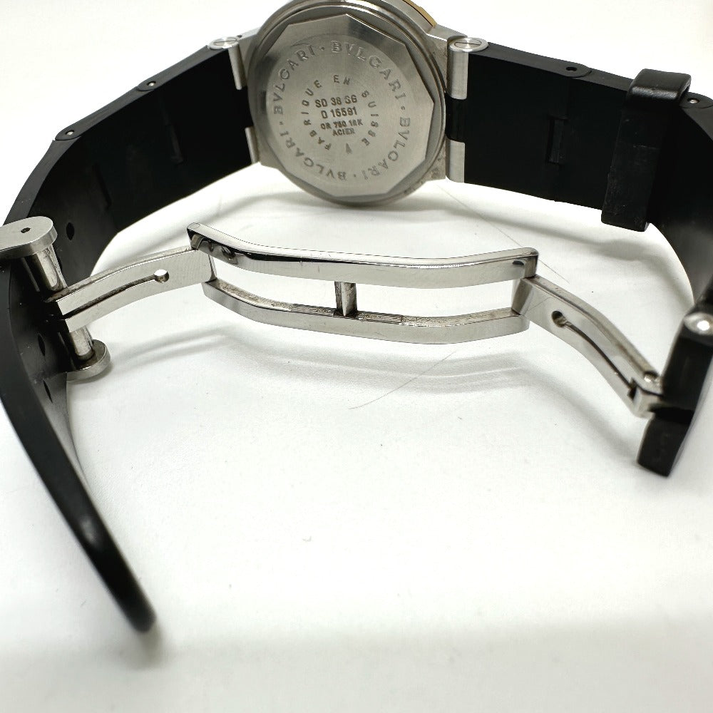 BVLGARI Watches Mechanical Automatic SD38SG Stainless Steel/18K, Rubber strap Silver Diagono Scuba black dial