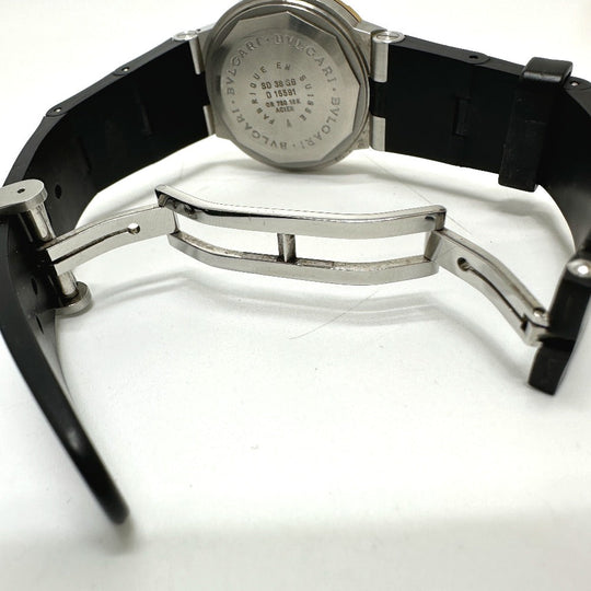 BVLGARI Watches Mechanical Automatic SD38SG Stainless Steel/18K, Rubber strap Silver Diagono Scuba black dial