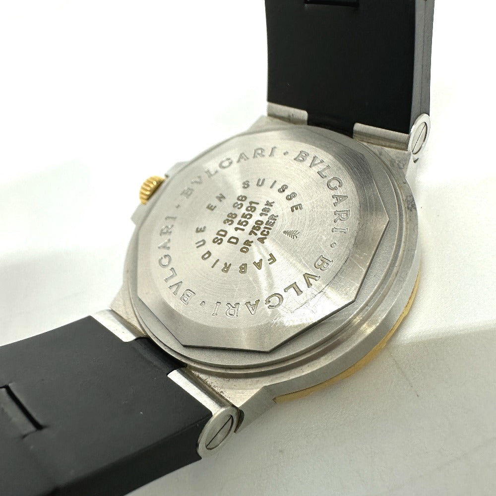 BVLGARI Watches Mechanical Automatic SD38SG Stainless Steel/18K, Rubber strap Silver Diagono Scuba black dial