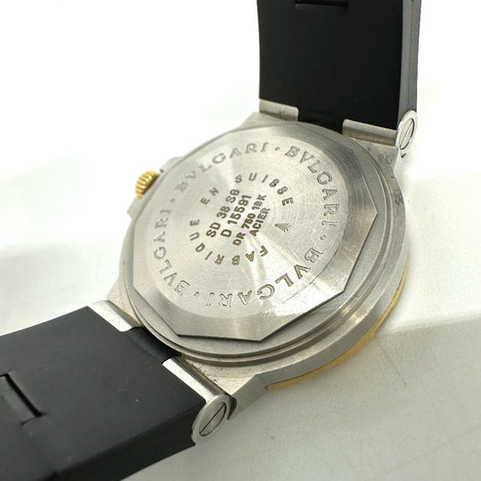 BVLGARI Watches Mechanical Automatic SD38SG Stainless Steel/18K, Rubber strap Silver Diagono Scuba black dial