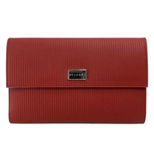 BVLGARI Travel case PVC Red Mirerigue Travel organizer unisex(Unisex) Used Authentic