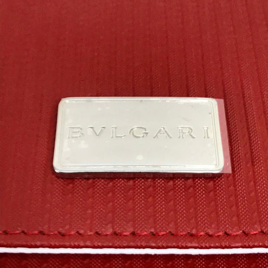 BVLGARI Travel case PVC Red Mirerigue Travel organizer unisex(Unisex) Used Authentic