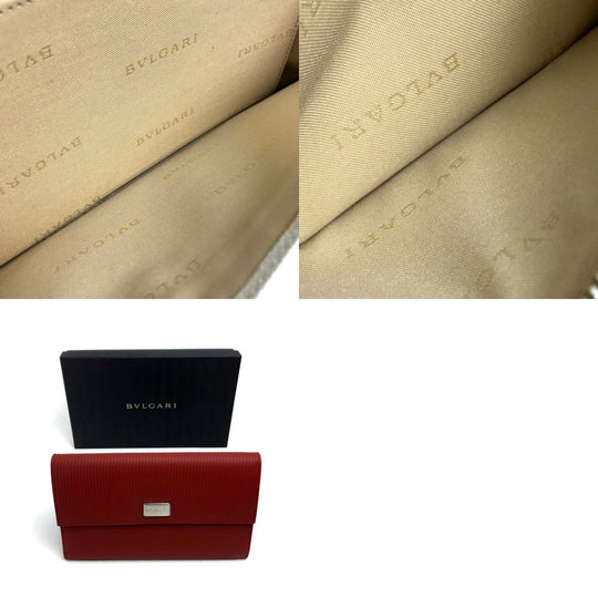 BVLGARI Travel case PVC Red Mirerigue Travel organizer unisex(Unisex) Used Authentic