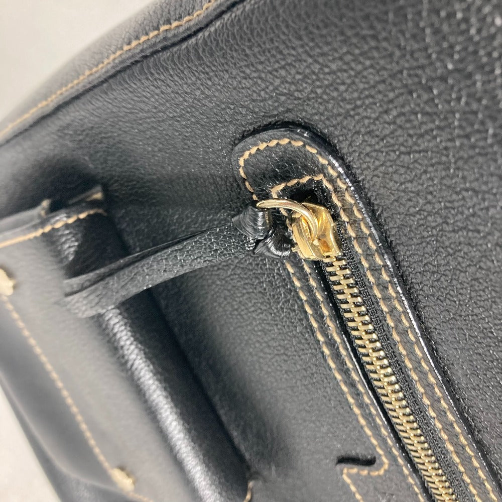 BVLGARI Shoulder Bag leather black logo Women Used Authentic