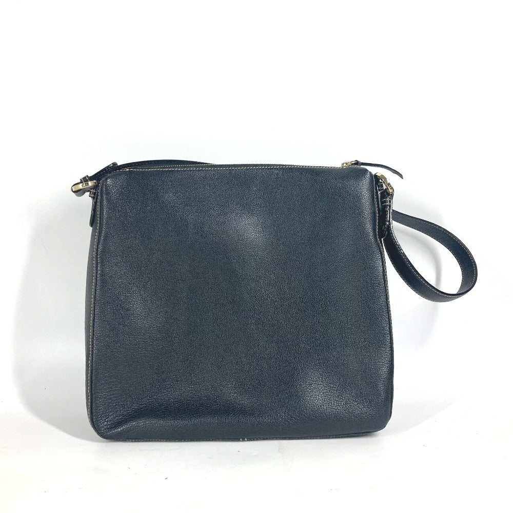 BVLGARI Shoulder Bag leather black logo Women Used Authentic