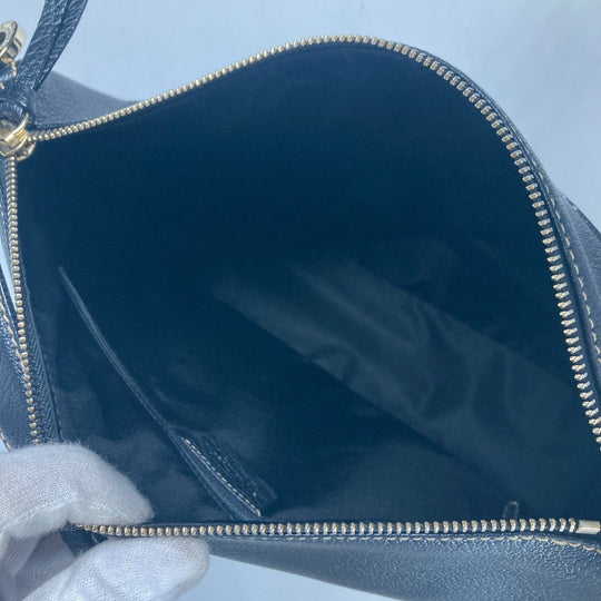 BVLGARI Shoulder Bag leather black logo Women Used Authentic