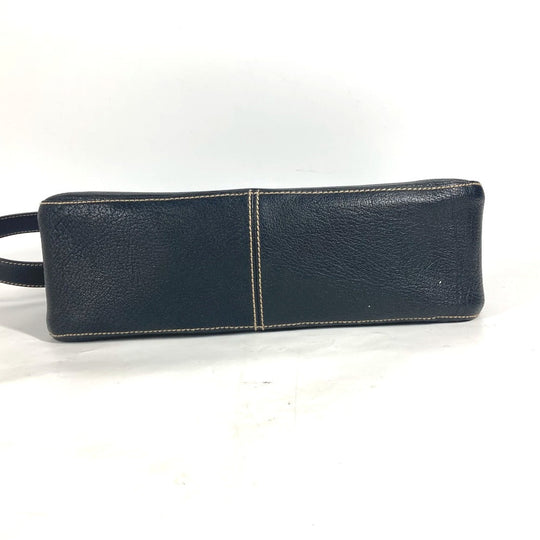 BVLGARI Shoulder Bag leather black logo Women Used Authentic