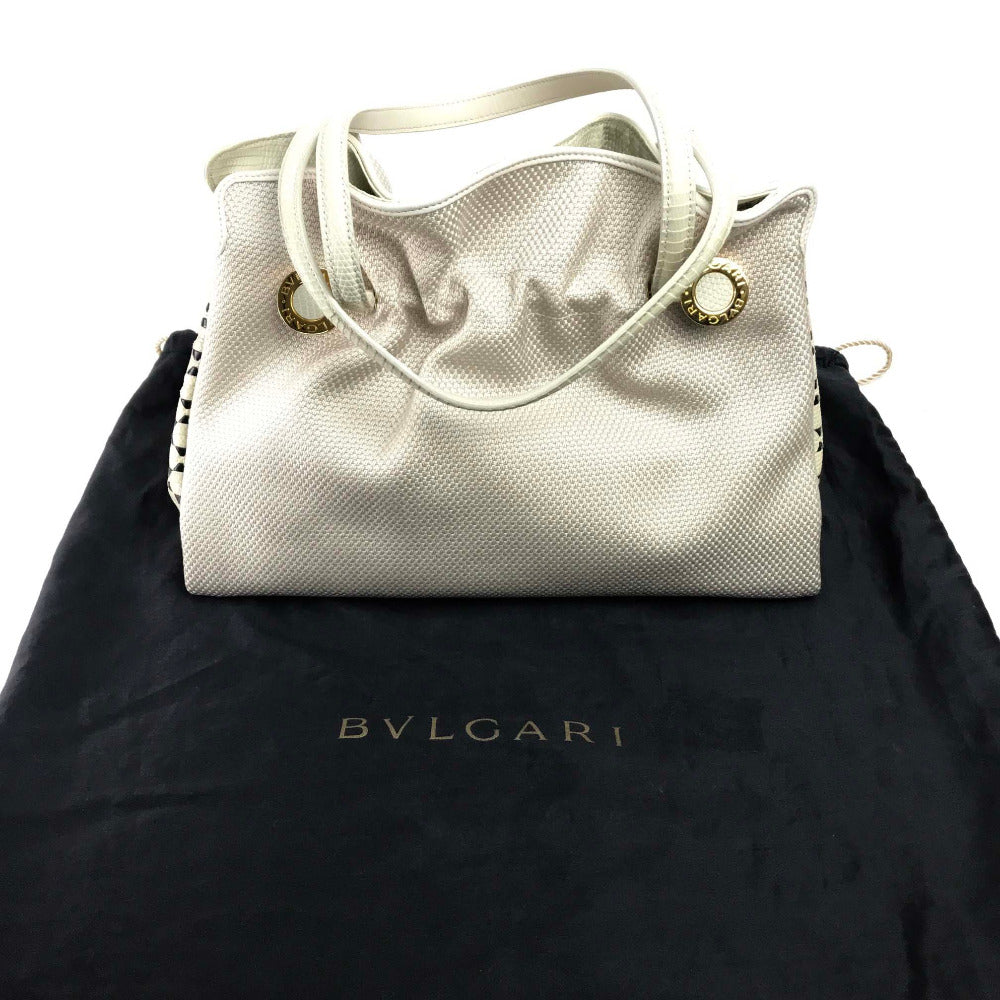 BVLGARI Handbag canvas beige Be zero one Handbag Women Used Authentic
