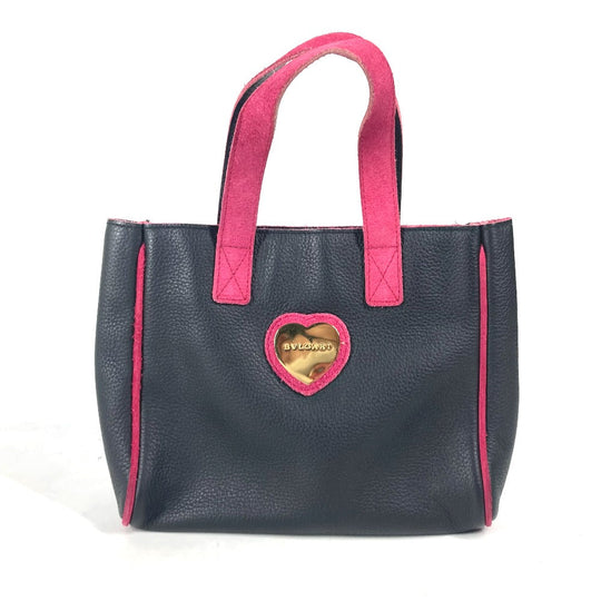 BVLGARI Handbag leather black By color Heart logo Women Used Authentic