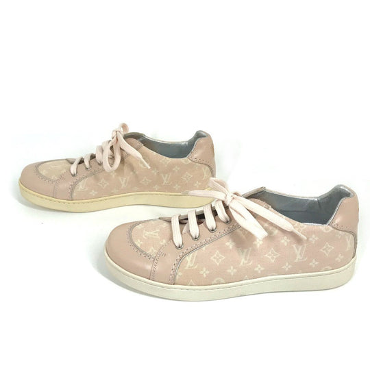 LOUIS VUITTON sneakers , Monogram Minilan Canvas pink Monogram mini run Kids 32 Used Authentic