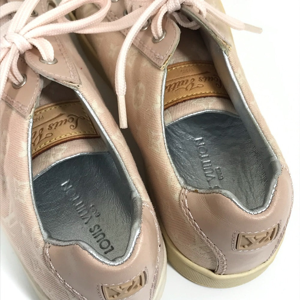 LOUIS VUITTON sneakers , Monogram Minilan Canvas pink Monogram mini run Kids 32 Used Authentic