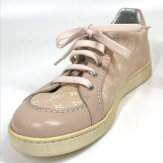 LOUIS VUITTON sneakers , Monogram Minilan Canvas pink Monogram mini run Kids 32 Used Authentic