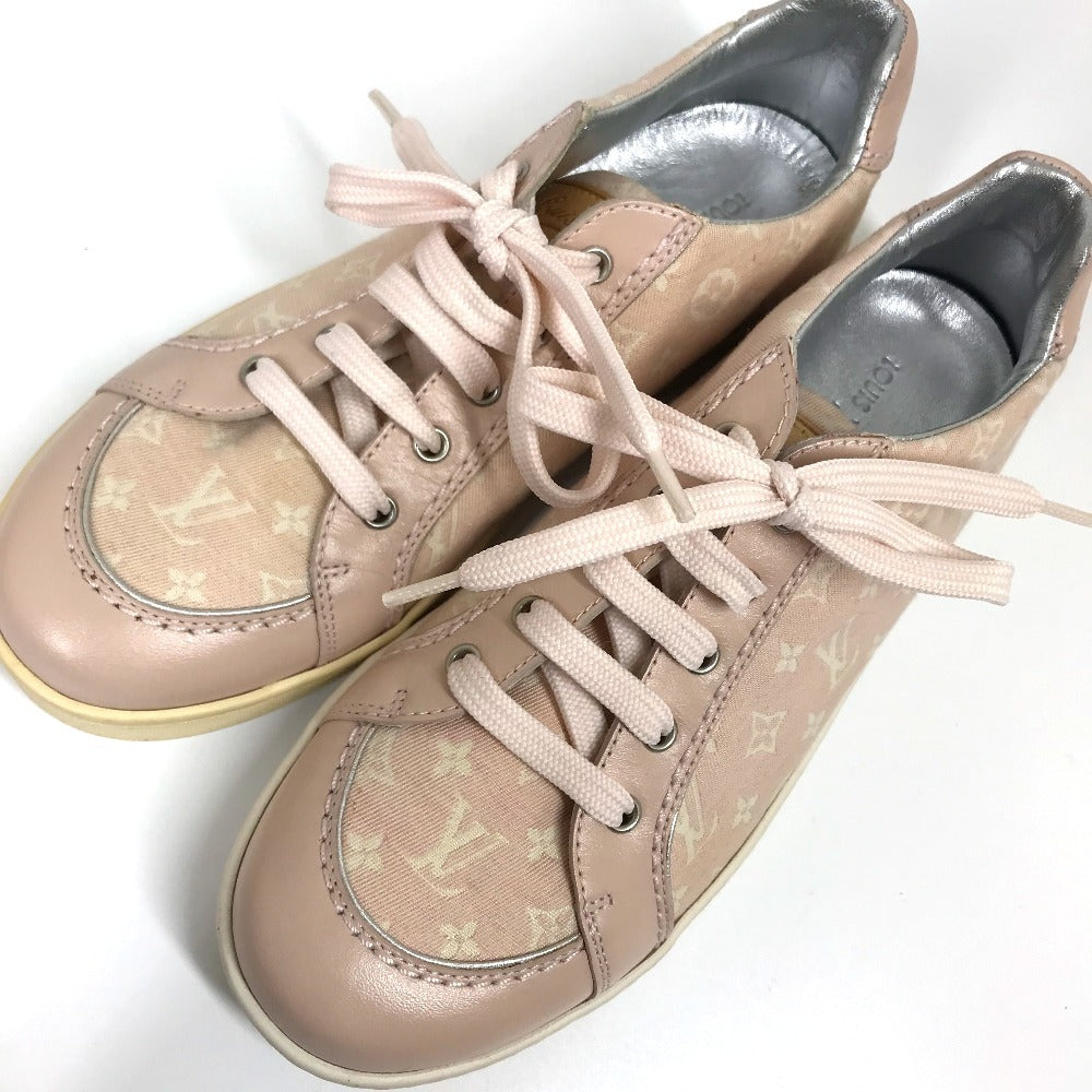 LOUIS VUITTON sneakers , Monogram Minilan Canvas pink Monogram mini run Kids 32 Used Authentic