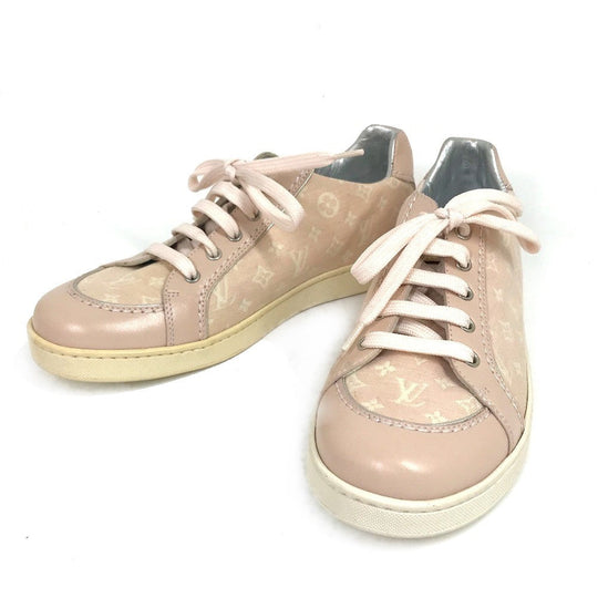 LOUIS VUITTON sneakers , Monogram Minilan Canvas pink Monogram mini run Kids 32 Used Authentic