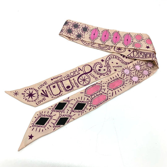 BVLGARI scarf silk pink Omotesando limited pop (up) cone Onomato Bulgari Women Used Authentic
