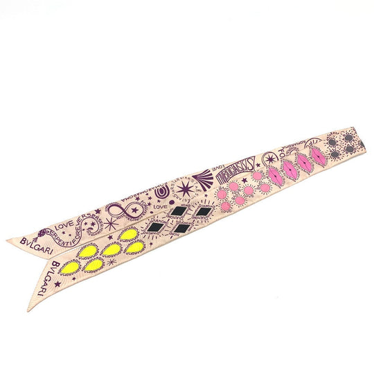 BVLGARI scarf silk pink Omotesando limited pop (up) cone Onomato Bulgari Women Used Authentic
