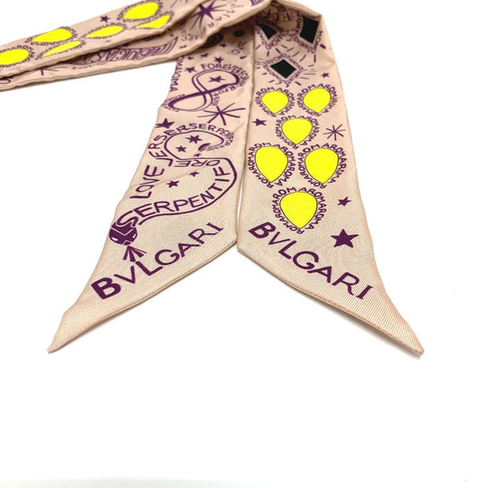 BVLGARI scarf silk pink Omotesando limited pop (up) cone Onomato Bulgari Women Used Authentic