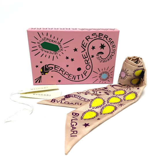 BVLGARI scarf silk pink Omotesando limited pop (up) cone Onomato Bulgari Women Used Authentic