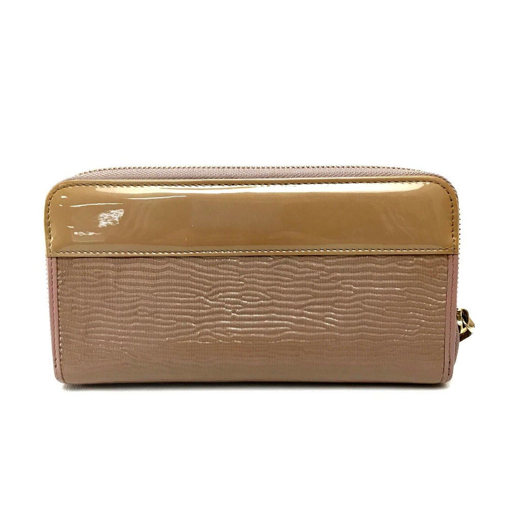 BVLGARI Long Wallet Purse 34850 Patent leather beige Isabella Rossellini Women Women Used Authentic