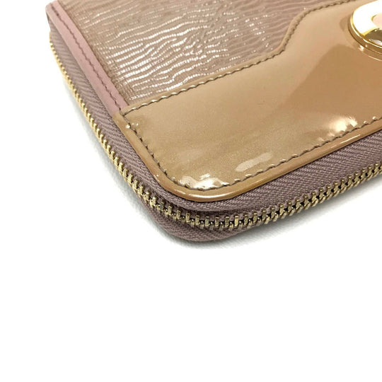 BVLGARI Long Wallet Purse 34850 Patent leather beige Isabella Rossellini Women Women Used Authentic
