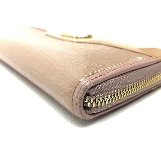 BVLGARI Long Wallet Purse 34850 Patent leather beige Isabella Rossellini Women Women Used Authentic
