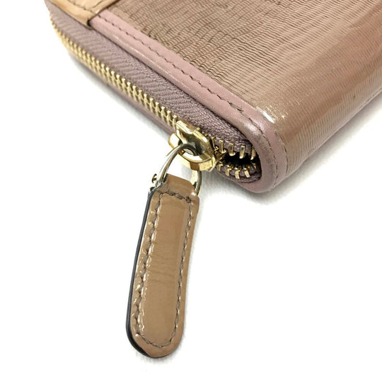 BVLGARI Long Wallet Purse 34850 Patent leather beige Isabella Rossellini Women Women Used Authentic